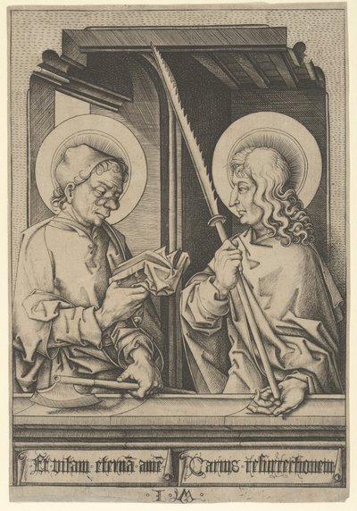 De heliga Matthias och Judas Thaddaeus, från The Apostles,.n.d. av Israhel van Meckenem
