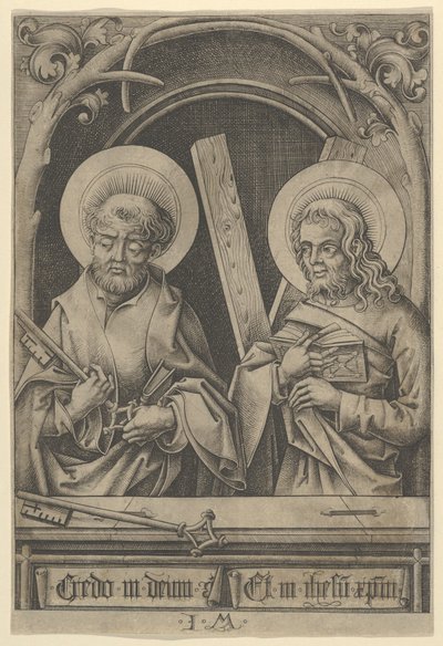 St. Peter och St. Andrew, från The Apostles. av Israhel van Meckenem