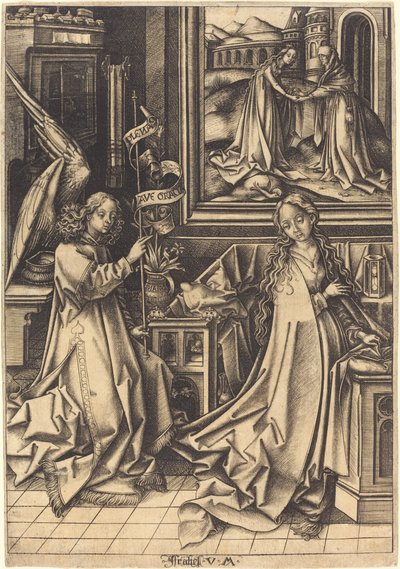 Bebådelsen, c. 14901500. av Israhel van Meckenem
