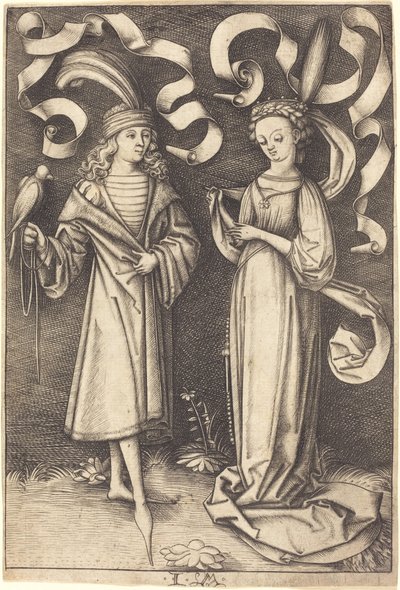 Falkoneraren och ädla damen, ca. 14951503. av Israhel van Meckenem