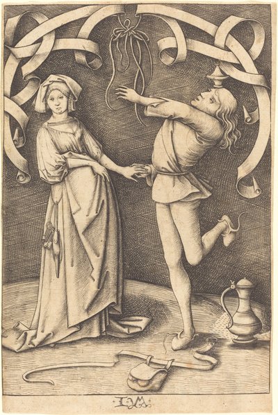 Jonglören och kvinnan, ca. 14951503. av Israhel van Meckenem