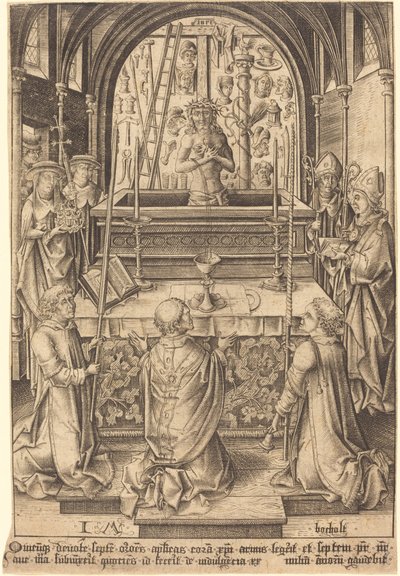 Sankt Gregorius mässa, ca. 14801485. av Israhel van Meckenem