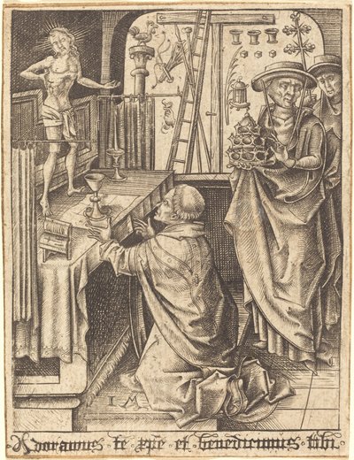 Sankt Gregorius mässa, ca. 14801490. av Israhel van Meckenem