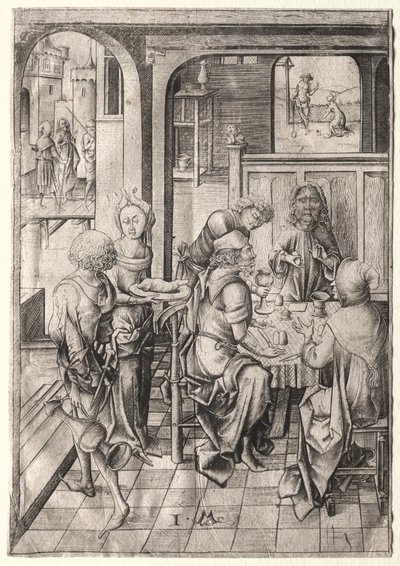 Passionen: Nattvarden i Emmaus. av Israhel van Meckenem