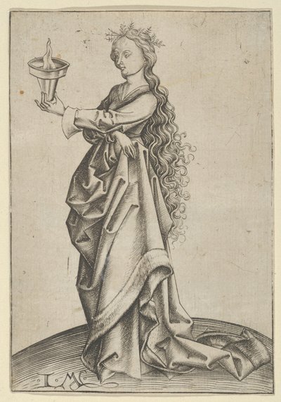 Den tredje vise jungfrun, ca. 1450-1503. av Israhel van Meckenem