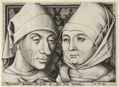 Självporträtt med fru Ida, ca. 1490 av Israhel van Meckenem the younger
