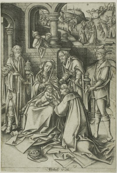 De vise männens tillbedjan av Israhel van Meckenem the younger