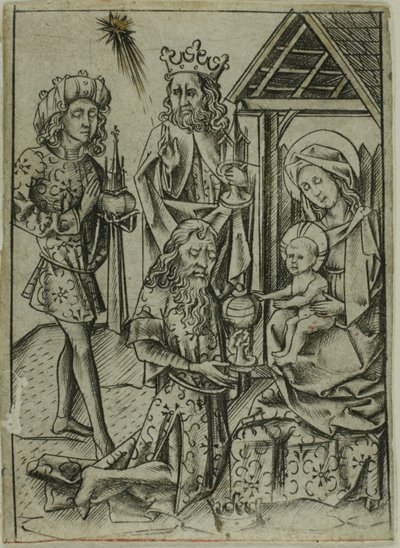 De vise männens tillbedjan av Israhel van Meckenem the younger