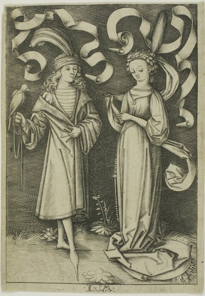 Falkaren och damen av Israhel van Meckenem the younger