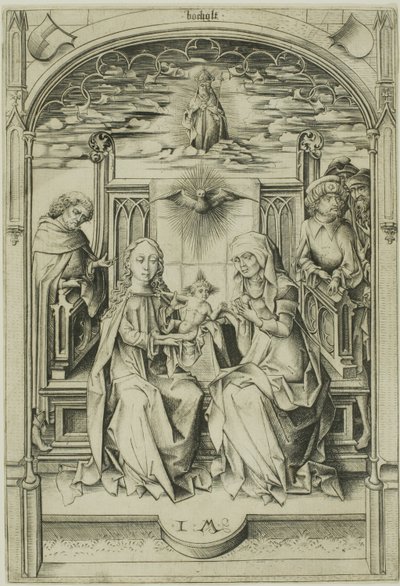 Den heliga familjen av Israhel van Meckenem the younger