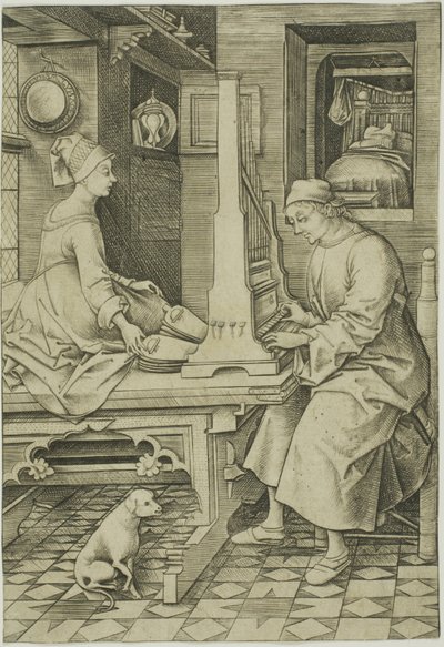 Orgelspelaren och hans fru av Israhel van Meckenem the younger