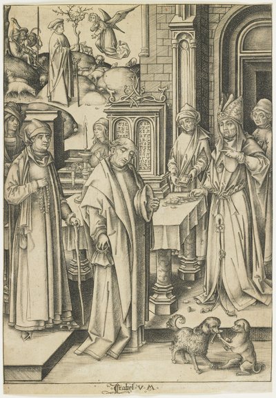 Överstepräst vägrar Joachims offer, ca. 1490-1500 av Israhel van Meckenem the younger
