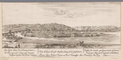 Utsikt över Lyon med förorten Guillotière Veue de Lyon du coste Du fauxbourg de la Guillotiere (titel på objektet) av Israël Silvestre