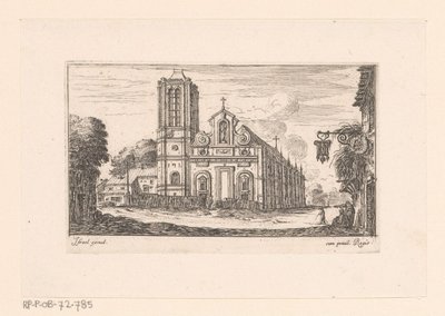 Utsikt över Notre-Dame-des-Vertus Notre Dame des Vertus (titel på objekt) Olika vyer över kyrkor, slott och städer (serietitel) av Israël Silvestre