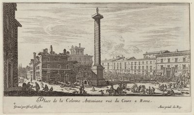 Place de la Colonne Antoniane rue du Cours i Rom av Israël Silvestre