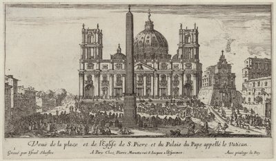 Utsikt över torget och kyrkan S. Piere och påvens palats som kallas Vatikanen av Israël Silvestre