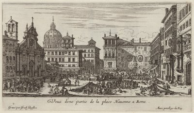 Vy över en del av Piazza Navona i Rom av Israël Silvestre