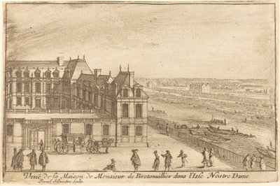 Utsikt över huset av Monsieur de Bretonuiller i Isle Nostre Dame av Israël Silvestre