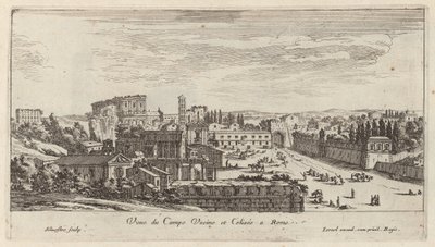 Utsikt över Campo Vaccino och Colosseum i Rom av Israël Silvestre