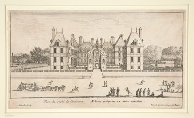 Utsikt över Chateau Liencourt: The Forecourt av Israël Silvestre