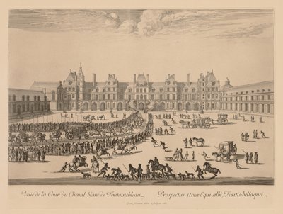 Utsikt över Cour du Cheval-Blanc i Fontainebleau, 1667. av Israël Silvestre