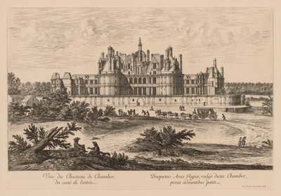 Utsikt över Château de Chambord, från ingångssidan, 1678. av Israël Silvestre