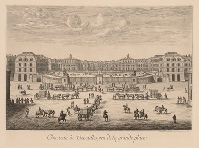 Utsikt över slottet i Versailles, sett från Grande Place av Israël Silvestre