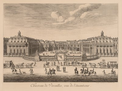 Utsikt över slottet i Versailles, sett från förgården av Israël Silvestre