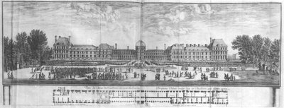 Utsikt över Palais des Tuileries från trädgårdarna (gravyr) (bw foto) av Israël Silvestre the Younger