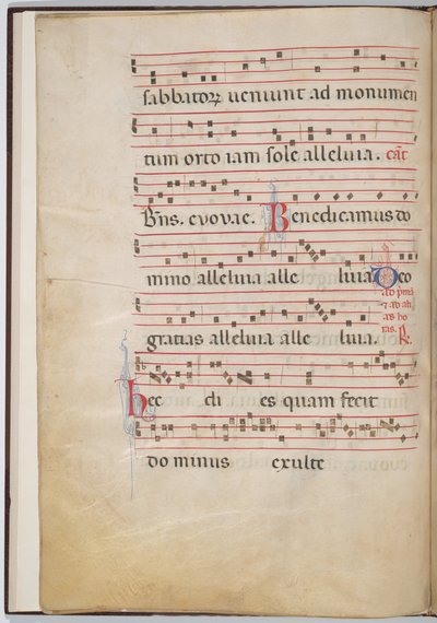 Blad 4 från ett antifonalt fragment (verso) av Italian 13th Century
