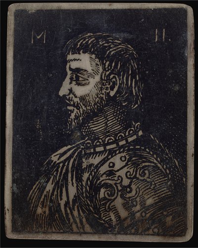 Byst av en skäggig man med utsmyckad bröstskylt vänd åt vänster av Italian 16th Century