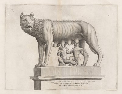 Capitoline Wolf med Romulus och Remus av Italian 16th Century