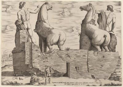 Hästar, i Quirinale, på motsatt sida av Italian 16th Century