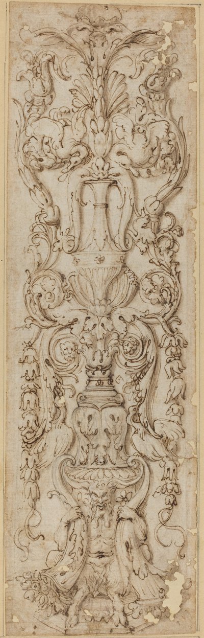Grotesk med en Satyr av Italian 16th Century