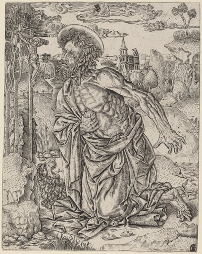 Den helige Hieronymus i botgörelsen av Italian 16th Century