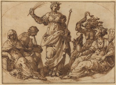 Dygd som segrar över laster av Italian 16th Century