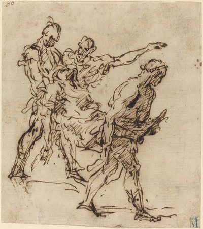 Figurer som bär en kropp av Italian 17th Century