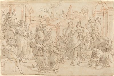 Josef och hans bror i Egypten [verso] av Italian 17th Century