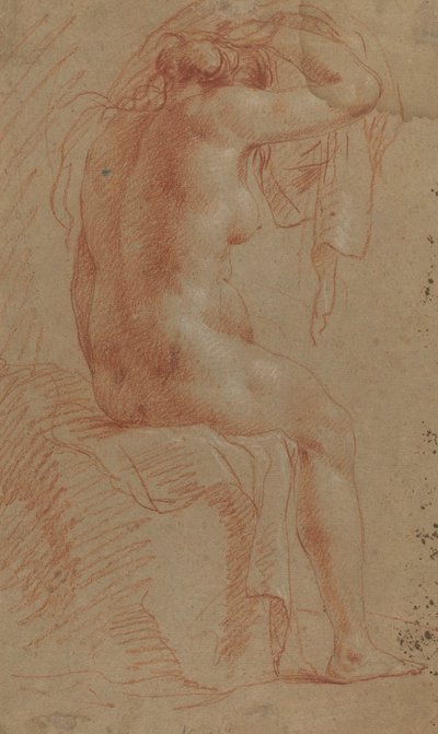 Naken kvinnlig figur [verso] av Italian 17th Century