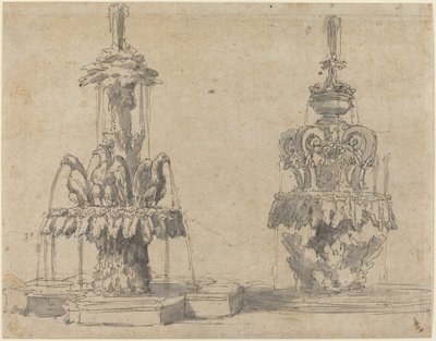 Två fontäner av Italian 17th Century