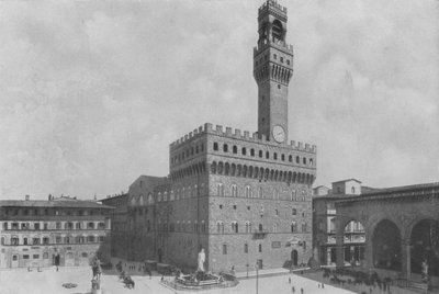 Florens, Piazza della Signoria med Palazzo Vecchio (s/v foto) av Italian Photographer