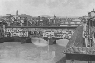 Florens, utsikt över de tre broarna (s/v foto) av Italian Photographer