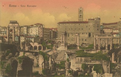Forum Romanum, Rom. Vykort skickat 1913 av Italian Photographer