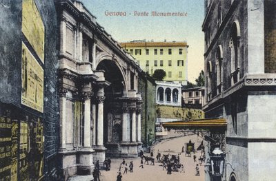 Genua, Monumental Bridge (färgfoto) av Italian Photographer