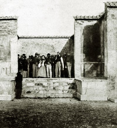 Giuseppe Garibaldi med Giuseppe Fiorelli på besök i Pompeji av Italian Photographer