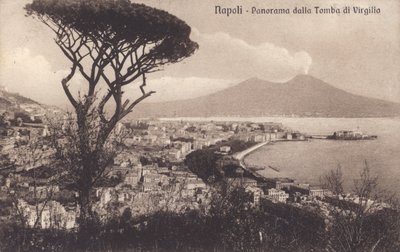 Neapel - Neapel, Panorama från Vergilius grav (svartvitt foto) av Italian Photographer