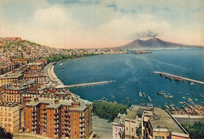Napoli / Neapel: Panorama och Vesuvius (färgfoto) av Italian Photographer