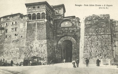 Perugia, Italien, Etruskiska eller Augustus Urban Gate av Italian Photographer