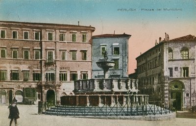 Perugia, Rådhustorget, ca 1910 av Italian Photographer