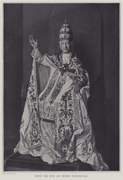 Påven Leo XIII på den påvliga tronen (s/v foto) av Italian Photographer